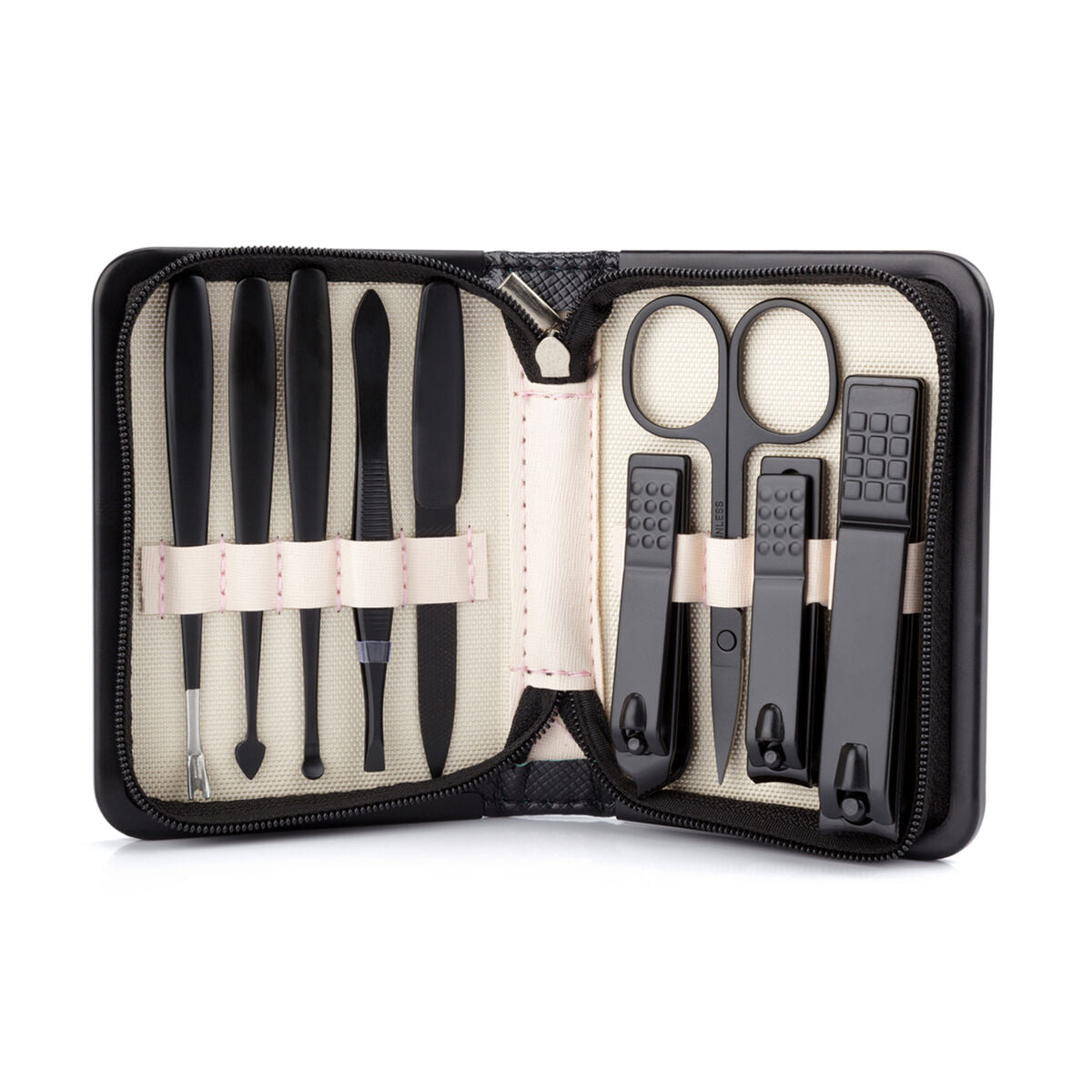Beautifly Set Manicure 9 Pezzi Nero Professionale Tagliaunghie e Accessori