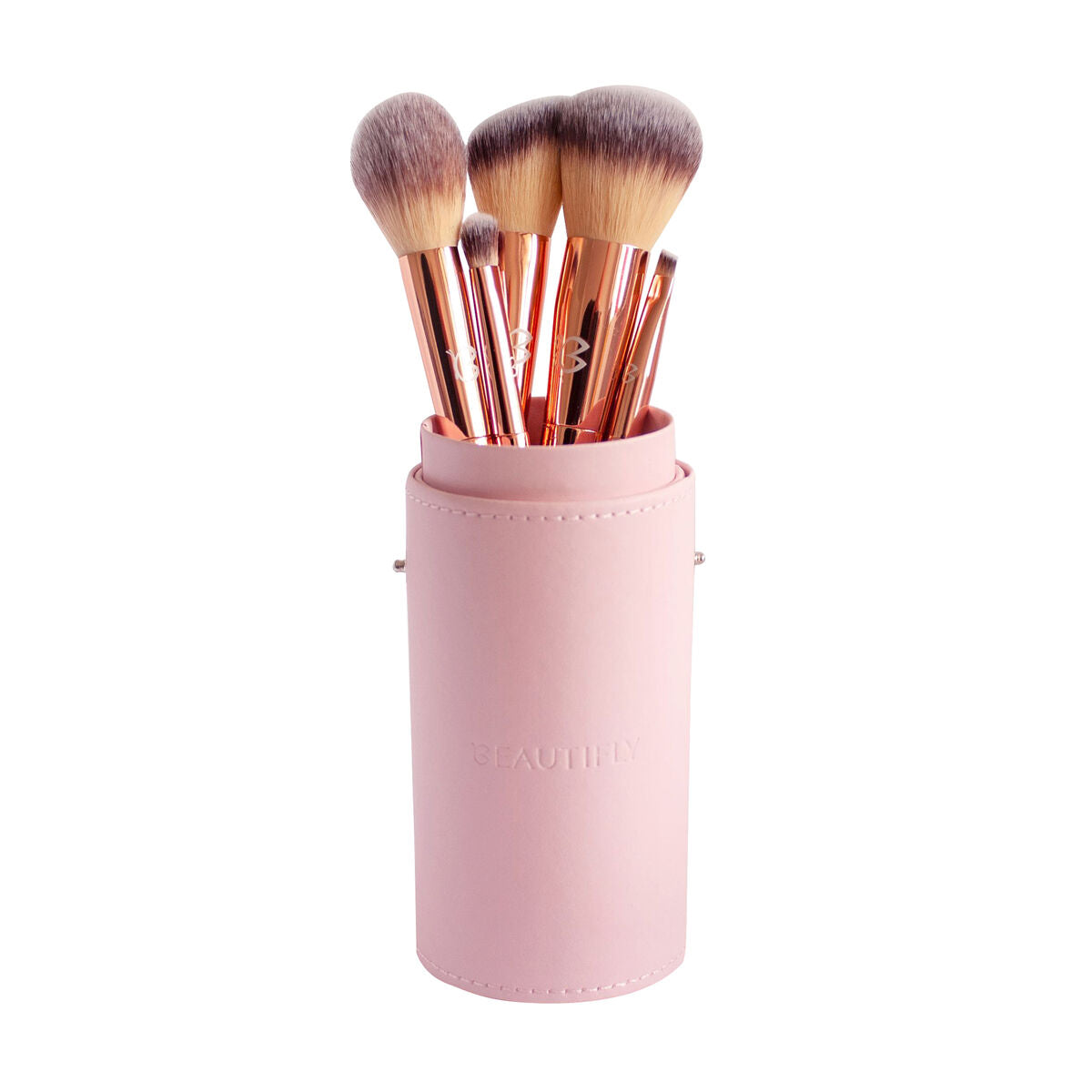 Beautifly Set Pennelli Trucco Rosa 5 Pezzi Kit Professionale per Make Up