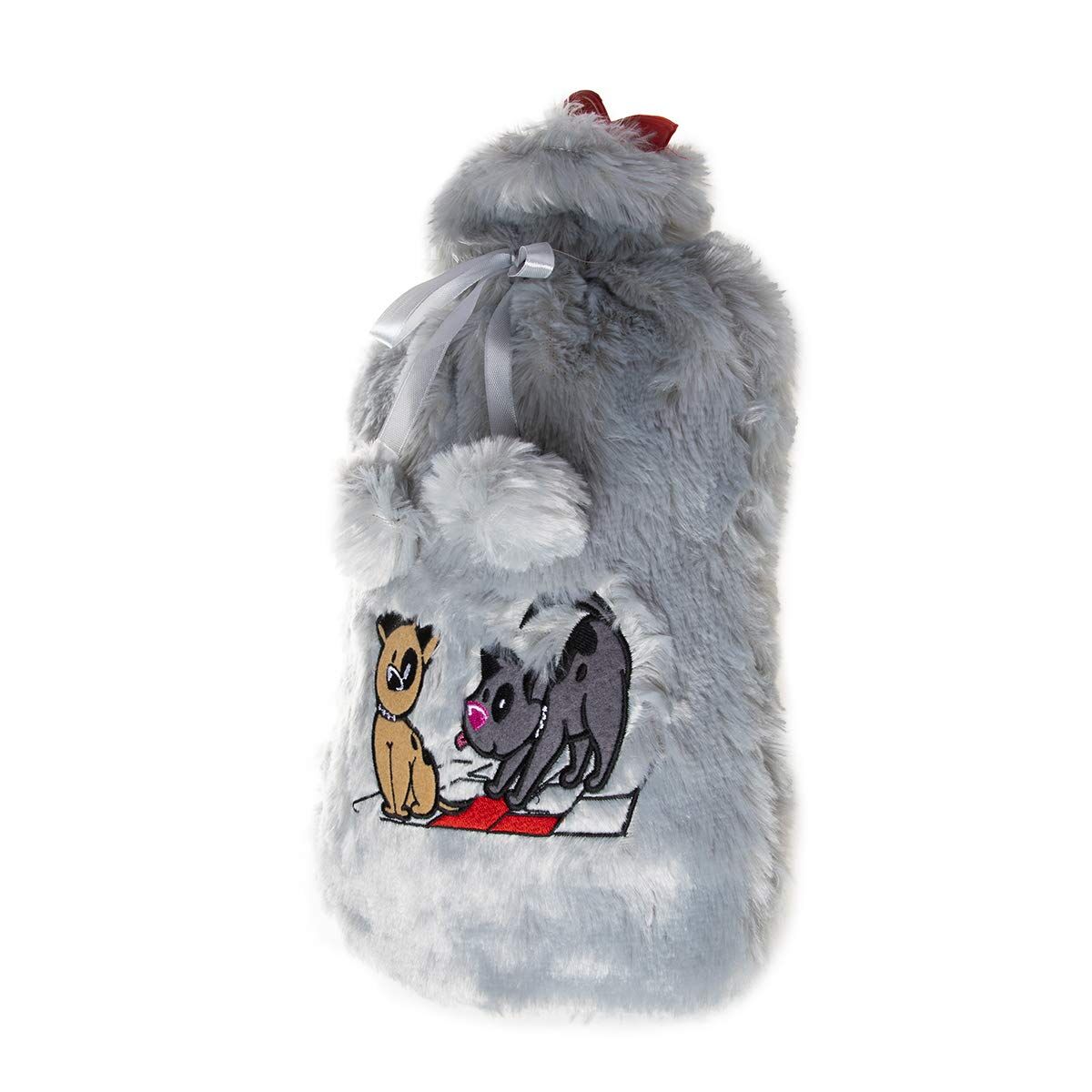 Biggdesign Borsa acqua calda Dogs grigia con copertura in peluche 2 L