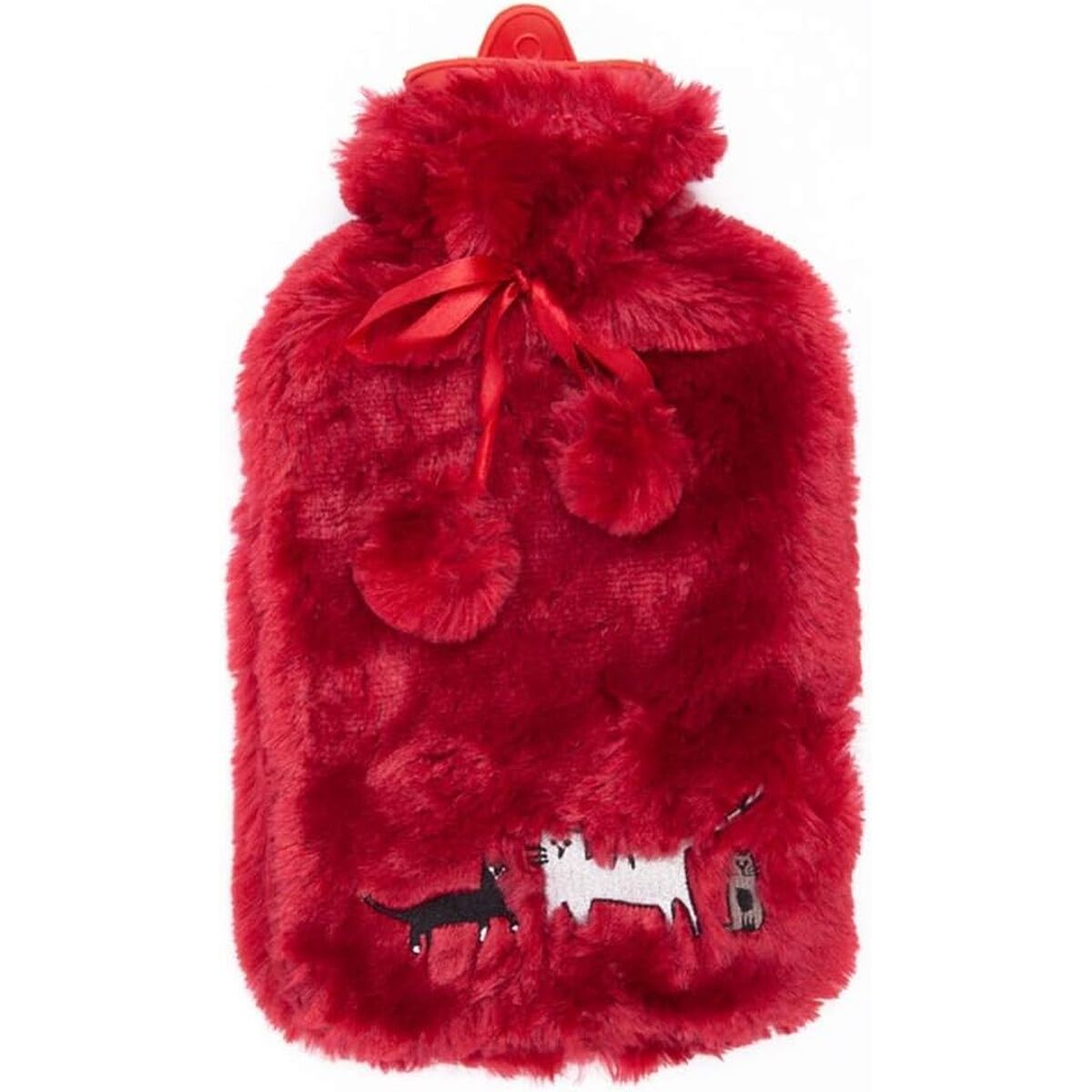 Borsa acqua calda Biggdesign Cats rossa con copertura in peluche 2L