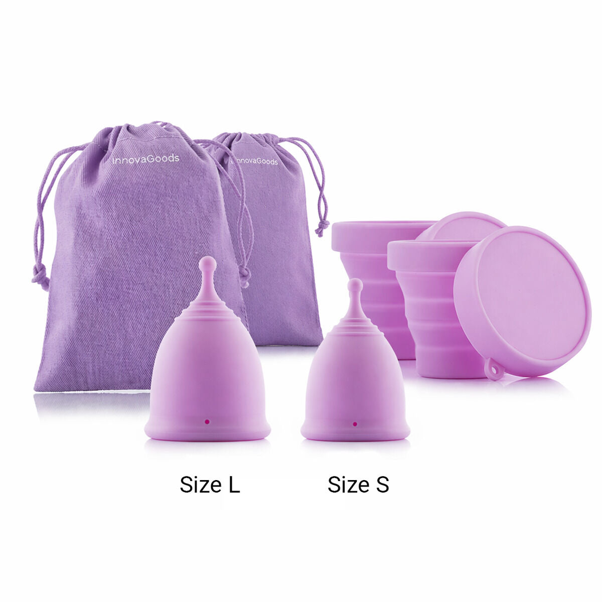 Confezione 2 Coppette Mestruali con Accessori Kuppy InnovaGoods (Taglia S 20 ml e L 25 ml)