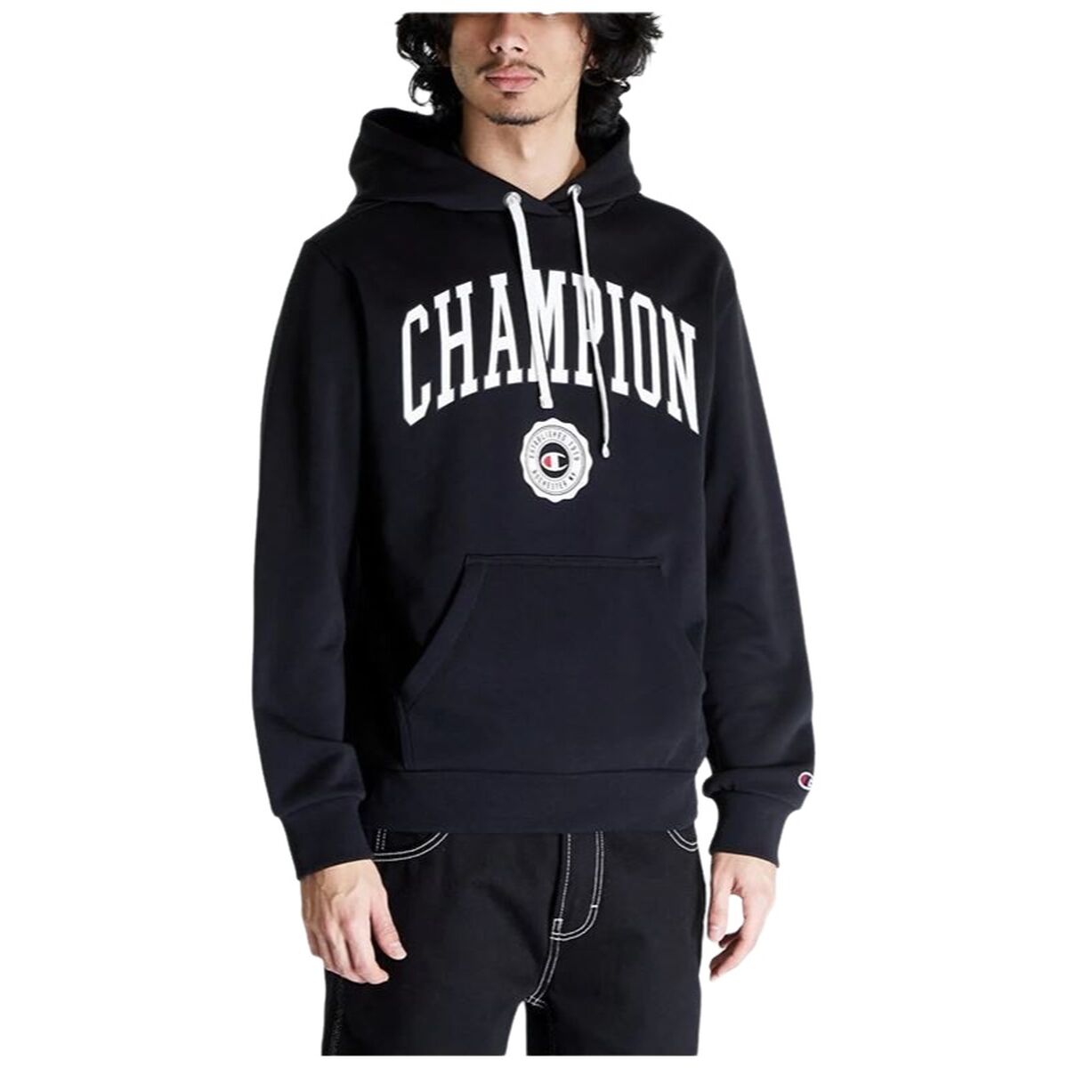 Felpa con Cappuccio Uomo Champion Nero
