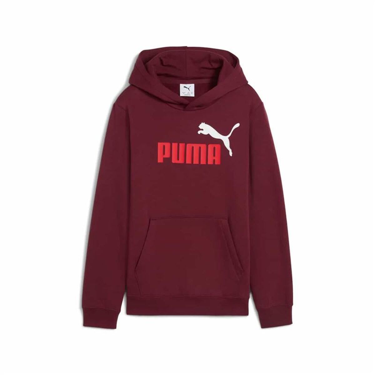 Felpa con Cappuccio da Bambina Puma Essentials 2 Color No. 1 Rosso Granato