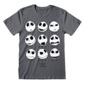 Maglia a Maniche Corte Unisex The Nightmare Before Christmas Many Faces Grigio scuro