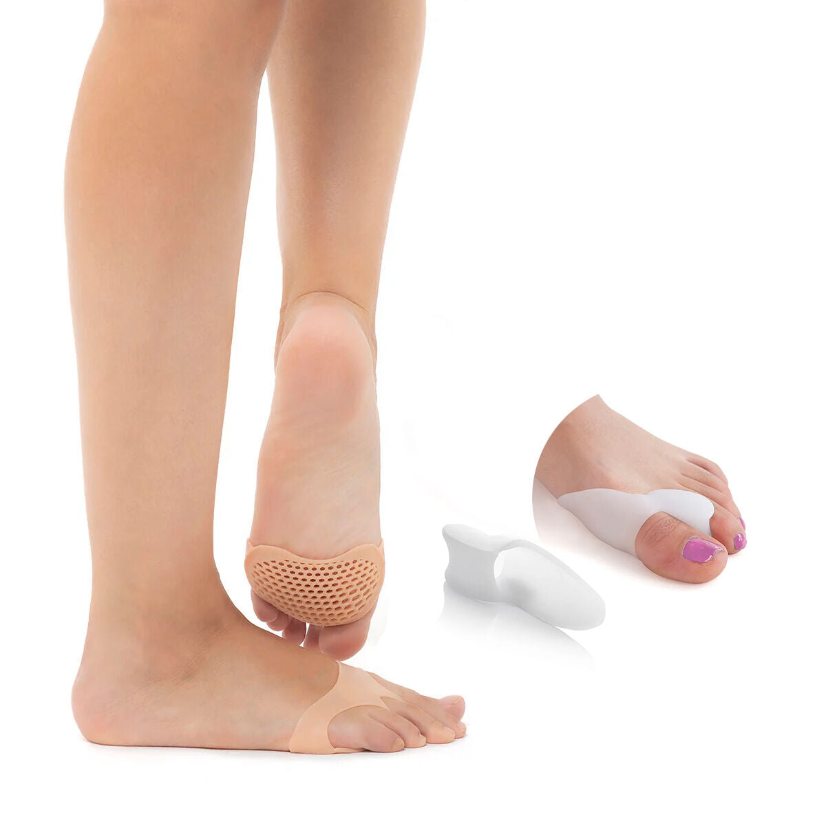 Pack Cuscinetti Metatarsali in Gel di Silicone e Correttore Protezione in Silicone per Alluce Valgo InnovaGoods