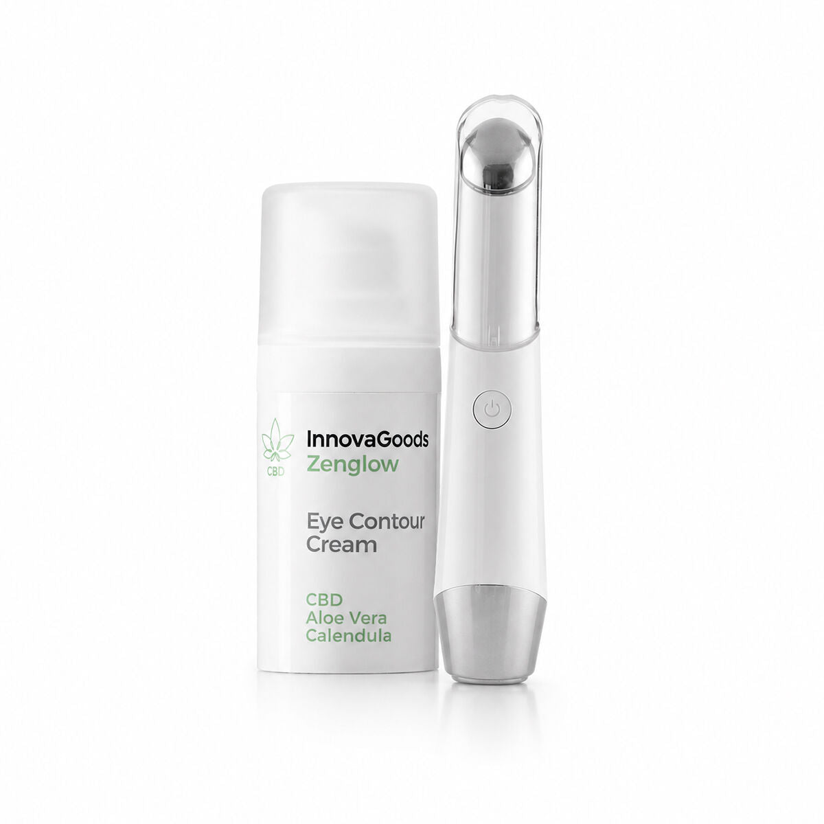 Pack Massaggiatore per Occhi Antietà con Fototerapia Termoterapia e Contorno Occhi CBD Zenglow 15 ml InnovaGoods