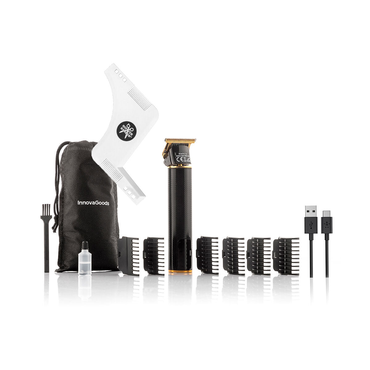 Pack Modello per Radersi la Barba Hipster Barber e Tagliacapelli Professionale Ricaricabile con Accessori InnovaGoods
