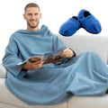 Pack Pantofole Riscaldabili in Microonde e Coperta con Maniche Singola e Tasca Centrale InnovaGoods