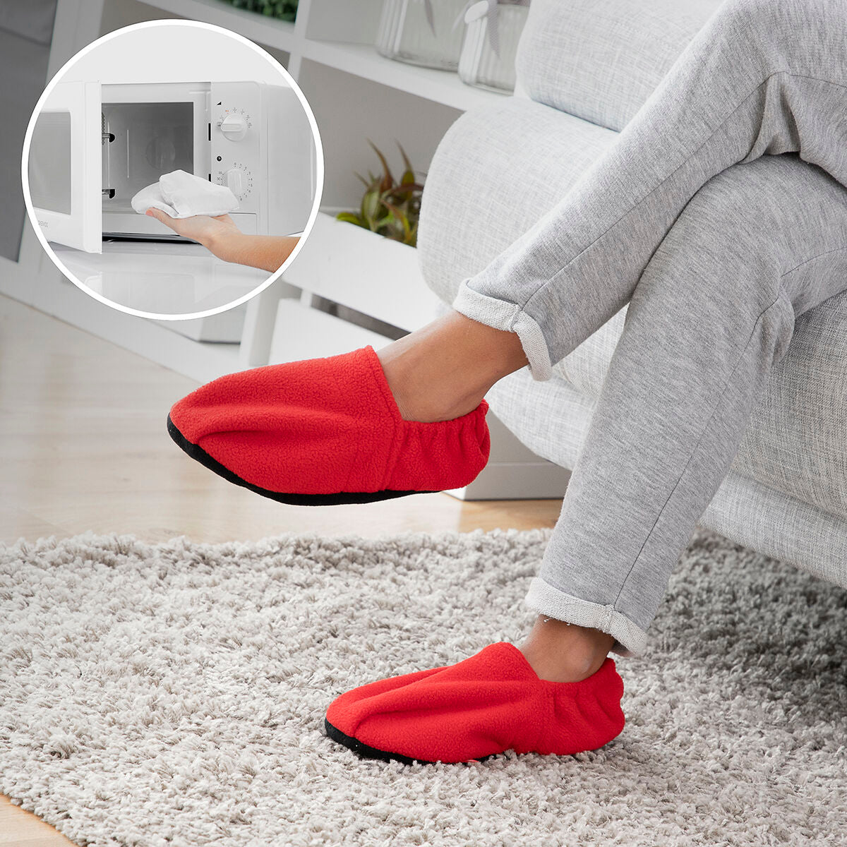 Pantofole Riscaldabili al Microonde InnovaGoods Rosse