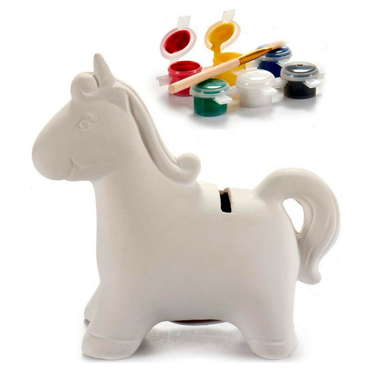 Salvadanaio Pincello Ceramica Unicorno 6,4 x 13 x 14 cm