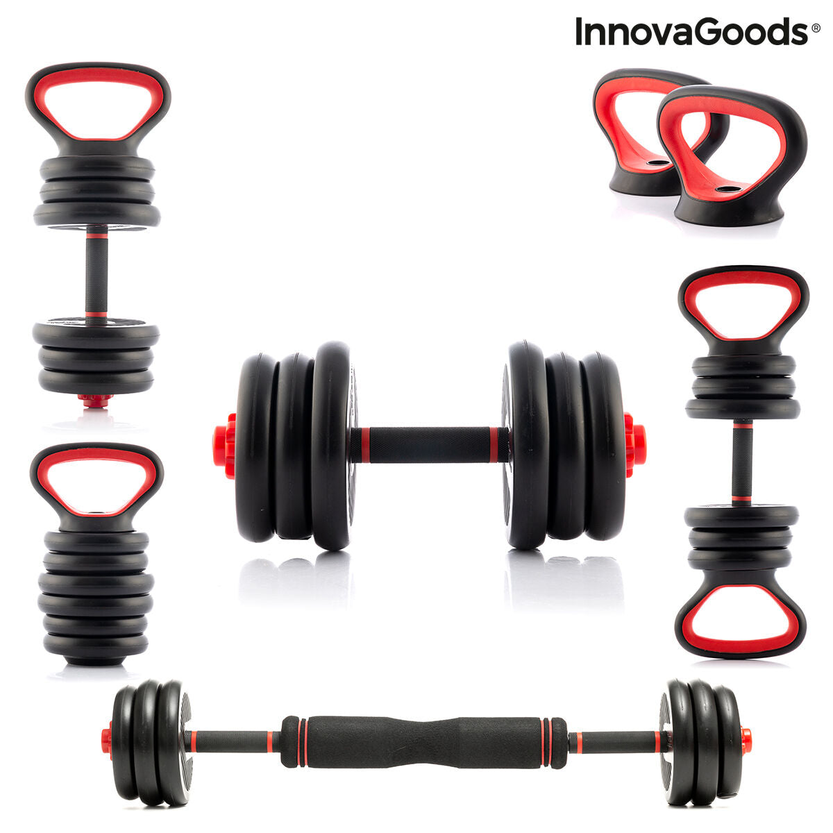 Set di Pesi Regolabili 6 in 1 con Manuale per gli Esercizi Sixfit InnovaGoods   Ferro (Ricondizionati B)