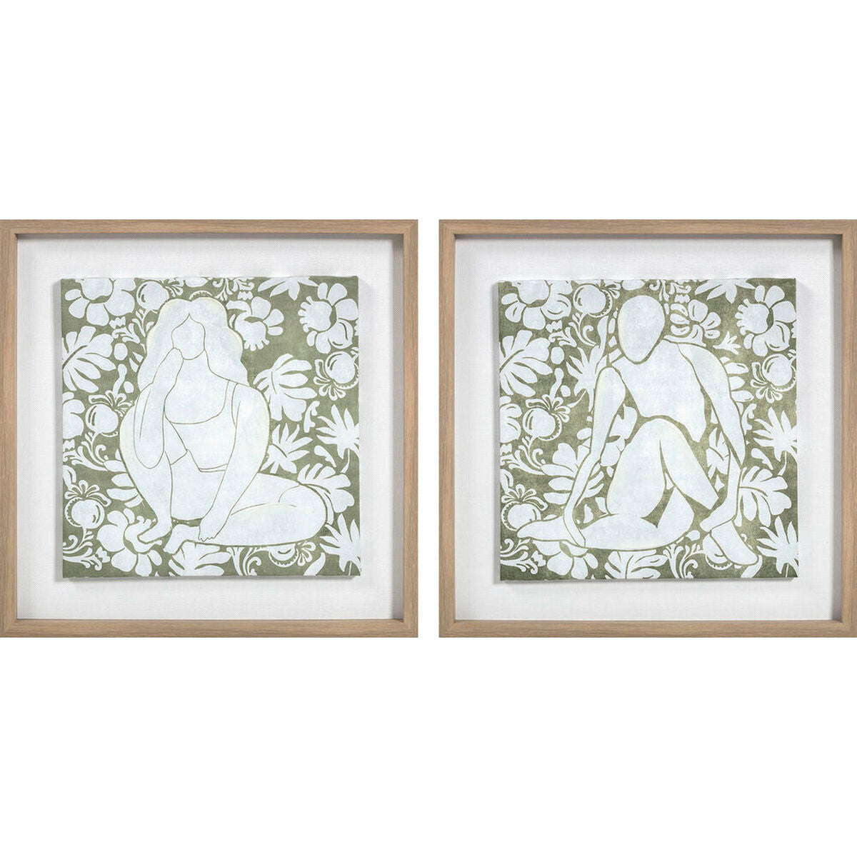Tela DKD Home Decor Legno Floreale (2 Unità) (Ricondizionati D)