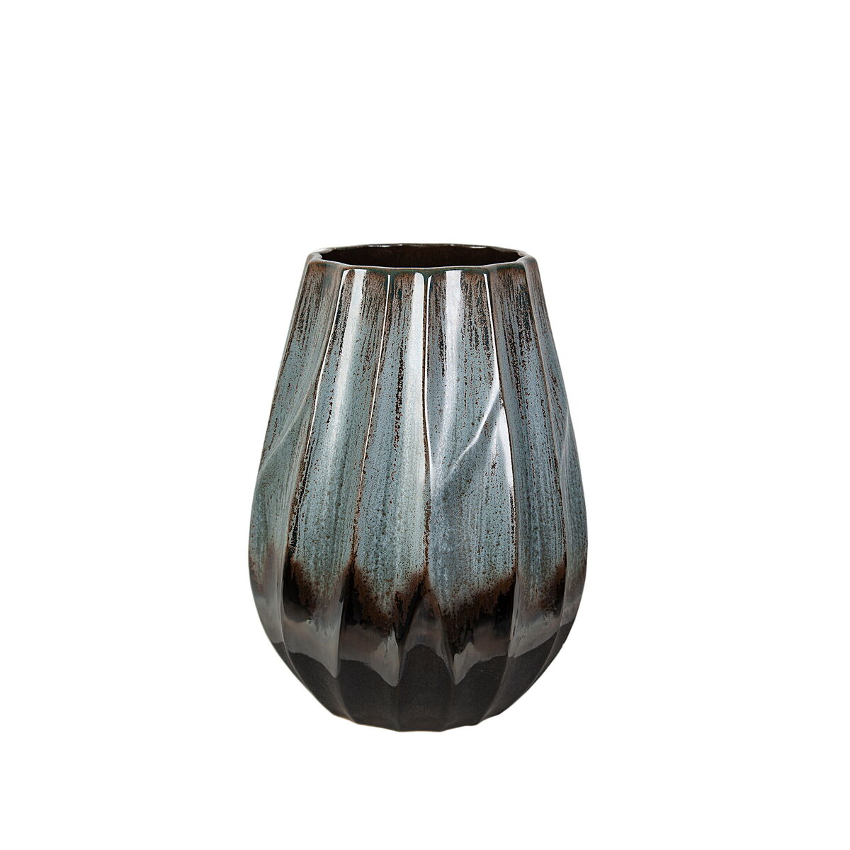 Vaso Romimex Azzurro Nero Ceramica