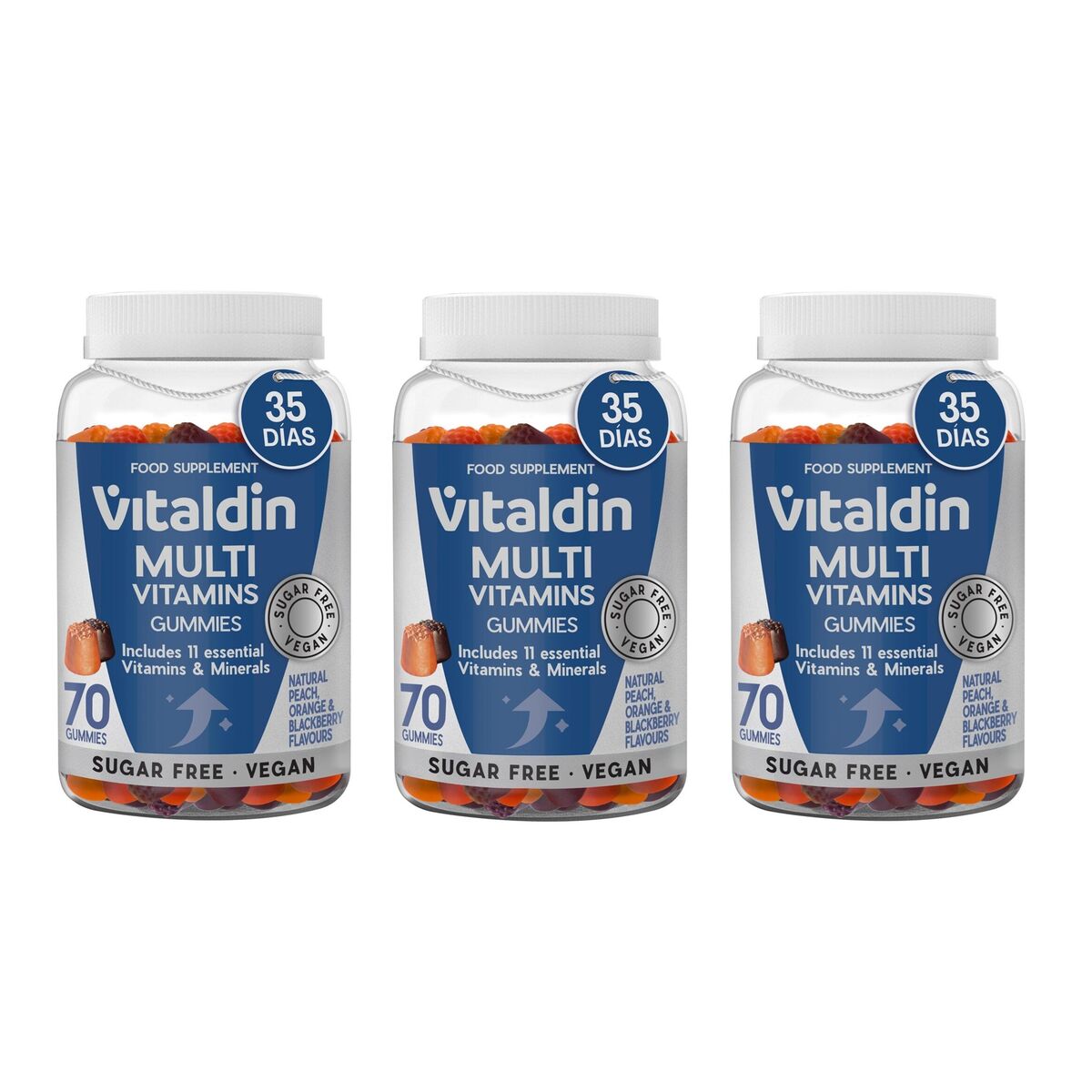 Vitaldin Gommose Multivitaminiche Adulti Frutta 3 barattoli Vegane Senza Zucchero