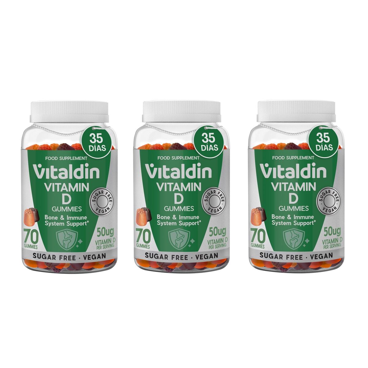 Vitaldin Integratore Vitamina D Gummies 2000 UI Vegano Senza Zucchero 3 barattoli
