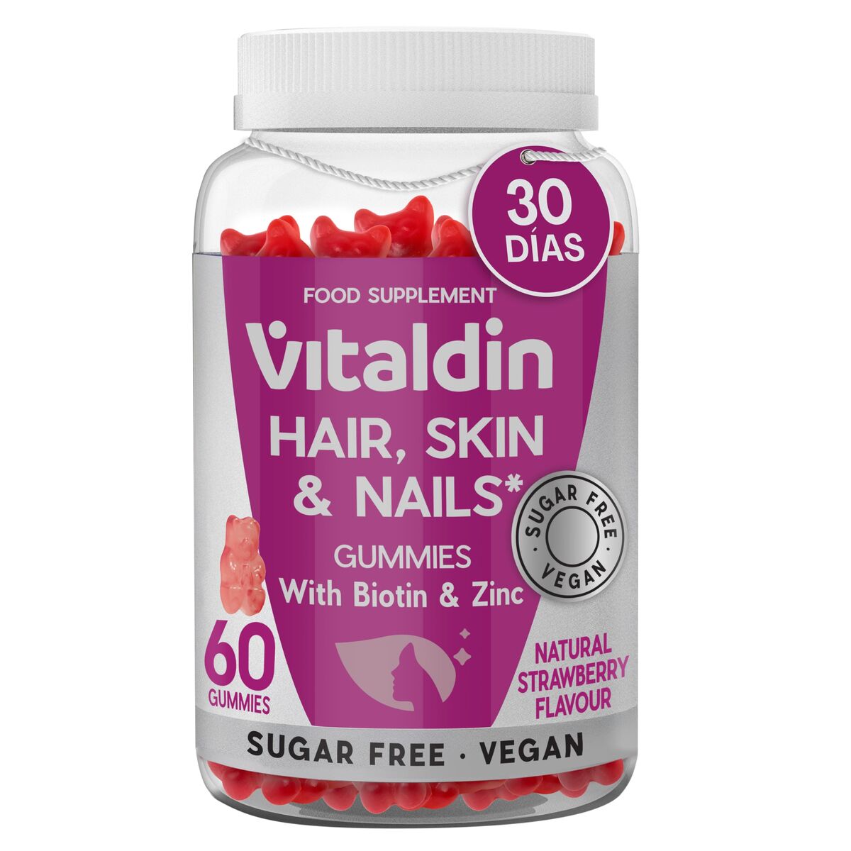 Vitaldin Multivitaminico Gummies Capelli Pelle Unghie Biotina Zinco Vitamina C Fragola 60 pz